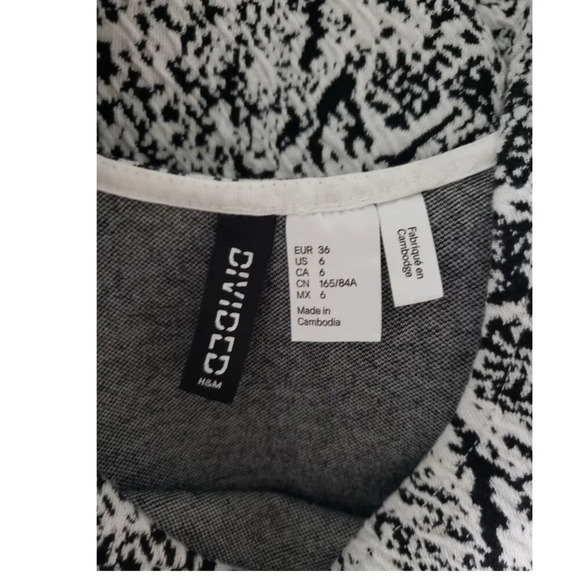 H&M Divided Black & White Speckled  Cocktail Mini Tank Dress Size 6 Low back - Picture 6 of 9